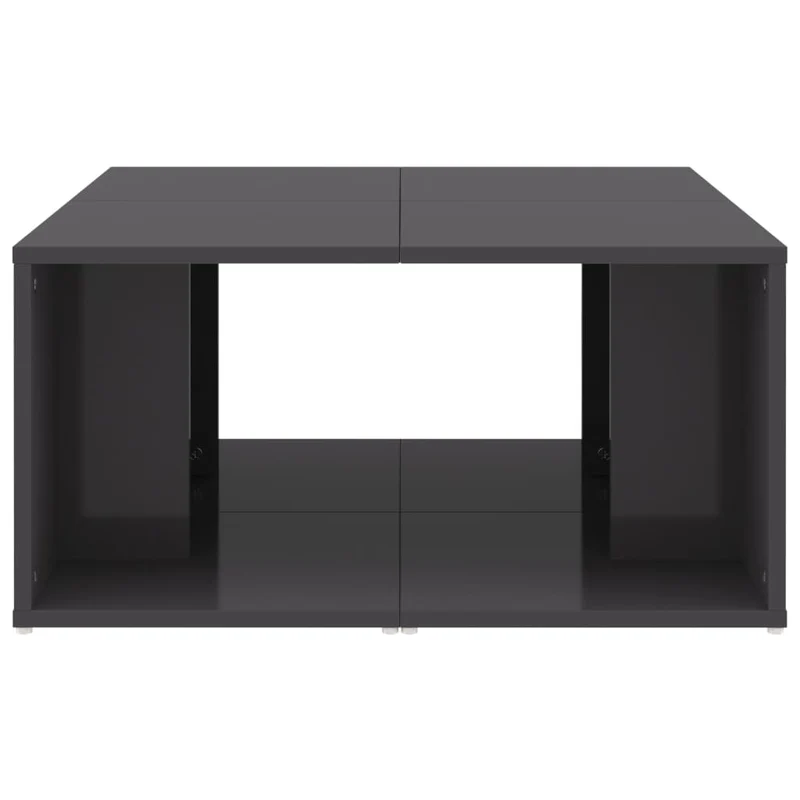 Lot de 4 tables basses style moderne 33 x 33 x 33 cm bois d'ingénierie gris brillant DEC040459