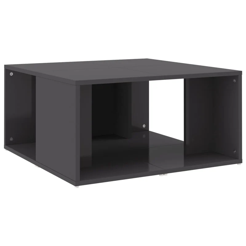 Lot de 4 tables basses style moderne 33 x 33 x 33 cm bois d'ingénierie gris brillant DEC040459