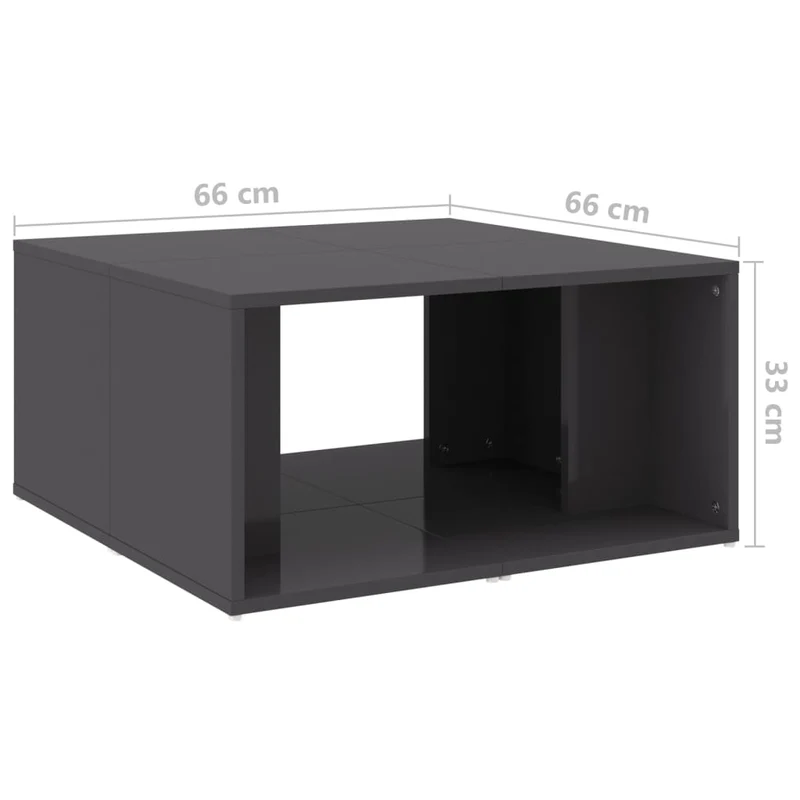 Lot de 4 tables basses style moderne 33 x 33 x 33 cm bois d'ingénierie gris brillant DEC040459