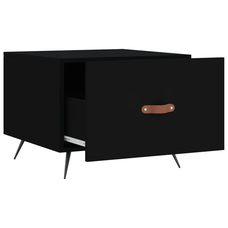 Lot de 2 tables basses d'appoint avec tiroir 50 x 50 x 40 cm bois d'ingénierie noir et fer DEC040421