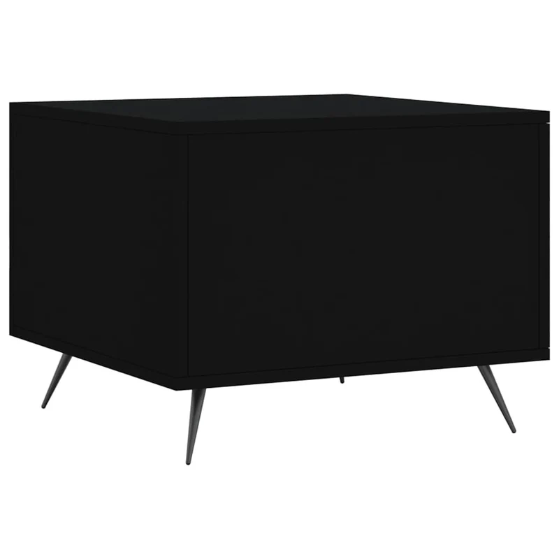 Lot de 2 tables basses d'appoint avec tiroir 50 x 50 x 40 cm bois d'ingénierie noir et fer DEC040421