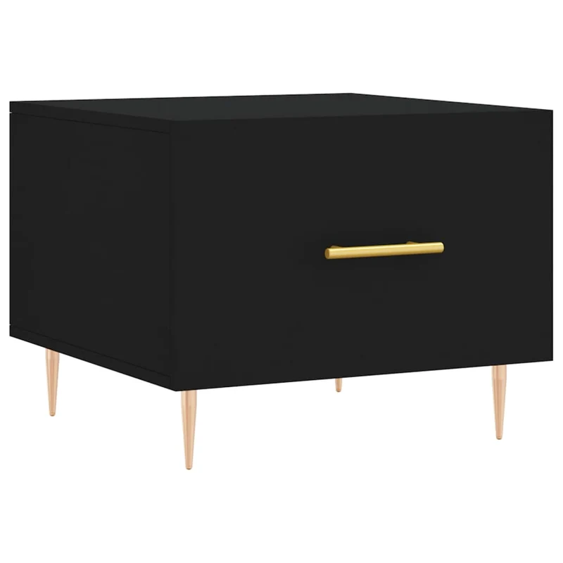 Lot de 2 tables basses d'appoint avec tiroir 50 x 50 x 40 cm bois d'ingénierie noir et fer DEC040416