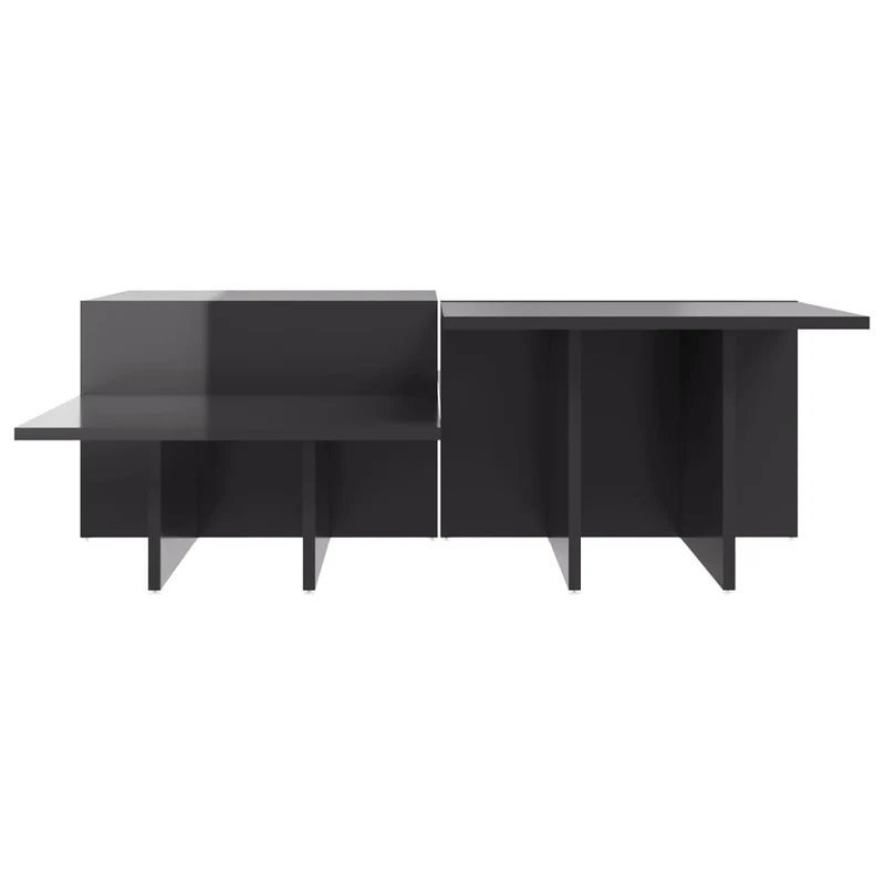 Lot de 2 tables basses 111,5 x 50 x 33 cm en bois d'ingénierie gris brillant DEC040393