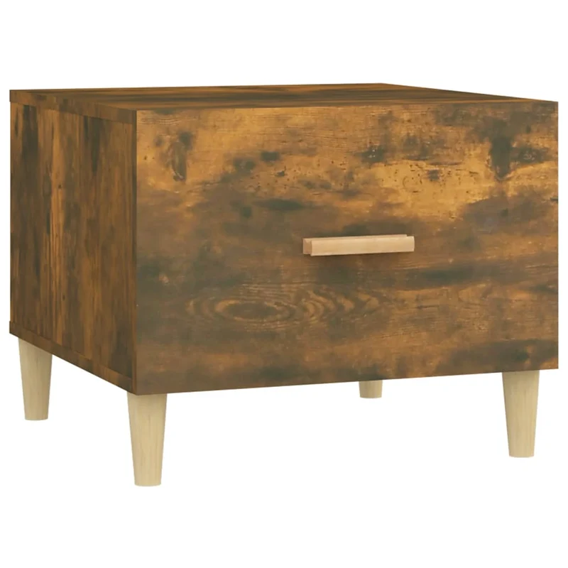 Lot de 2 tables basses avec tiroir 50 x 50 x 40 cm bois d'ingénierie marron effet vieilli DEC040352