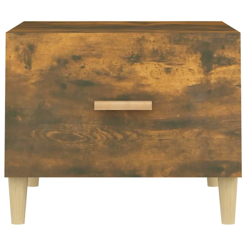 Lot de 2 tables basses avec tiroir 50 x 50 x 40 cm bois d'ingénierie marron effet vieilli DEC040352