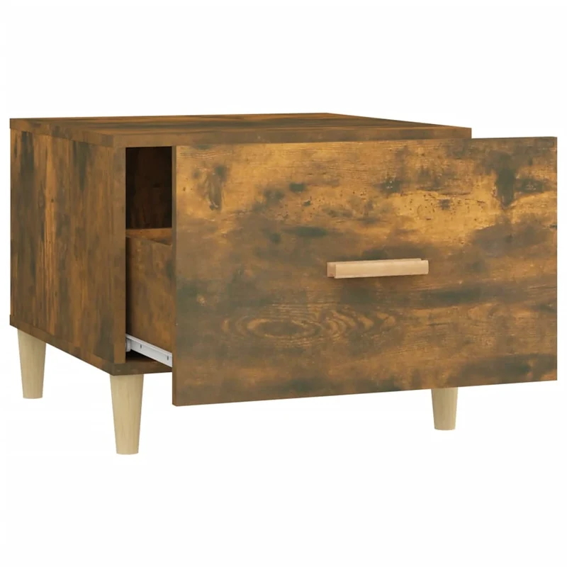 Lot de 2 tables basses avec tiroir 50 x 50 x 40 cm bois d'ingénierie marron effet vieilli DEC040352