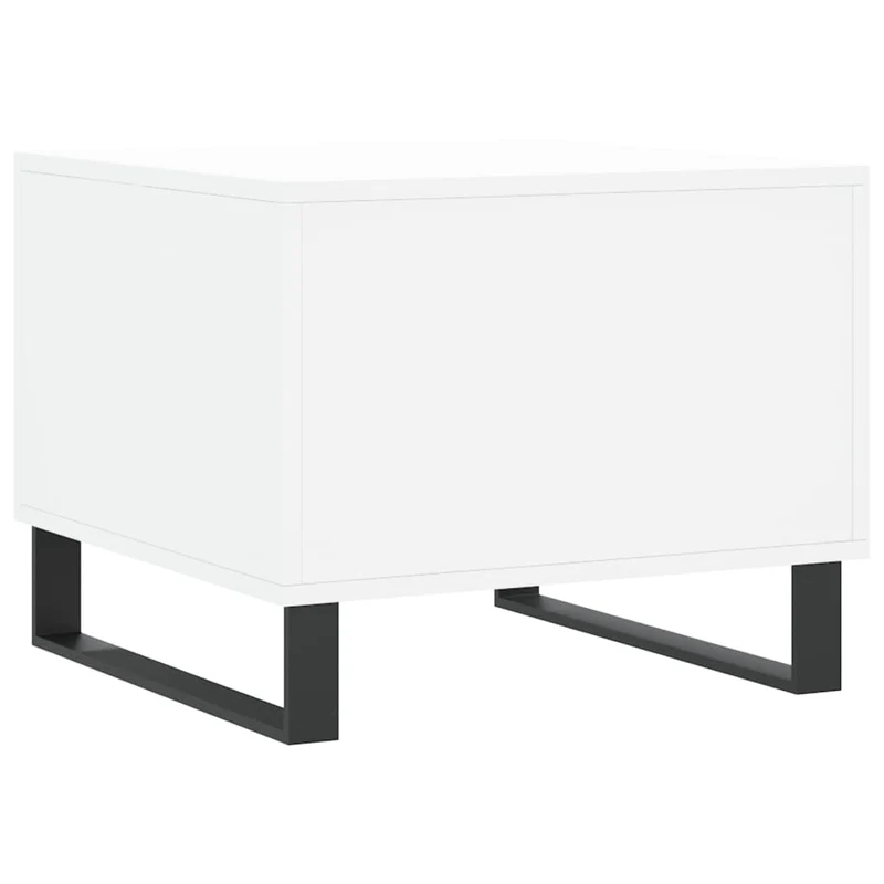 Lot de 2 tables basses d'appoint avec tiroir 50 x 50 x 40 cm bois d'ingénierie blanc et fer DEC040319