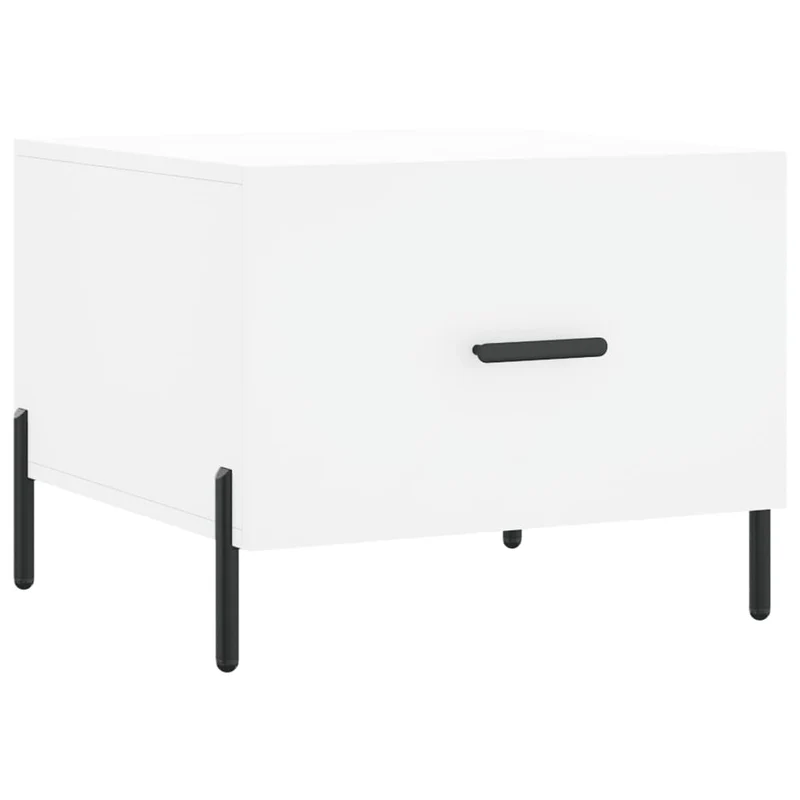 Lot de 2 tables basses appoint avec tiroir 50 x 50 x 40 cm bois d'ingénierie blanc et fer DEC040318