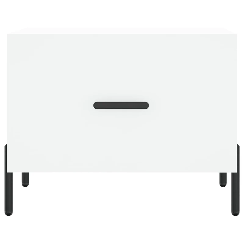 Lot de 2 tables basses appoint avec tiroir 50 x 50 x 40 cm bois d'ingénierie blanc et fer DEC040318