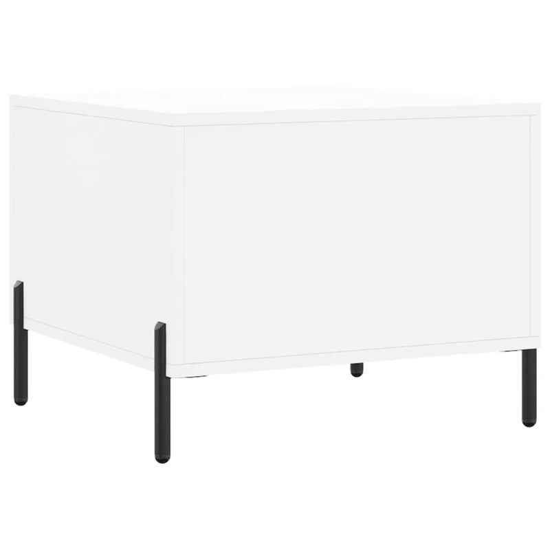 Lot de 2 tables basses appoint avec tiroir 50 x 50 x 40 cm bois d'ingénierie blanc et fer DEC040318