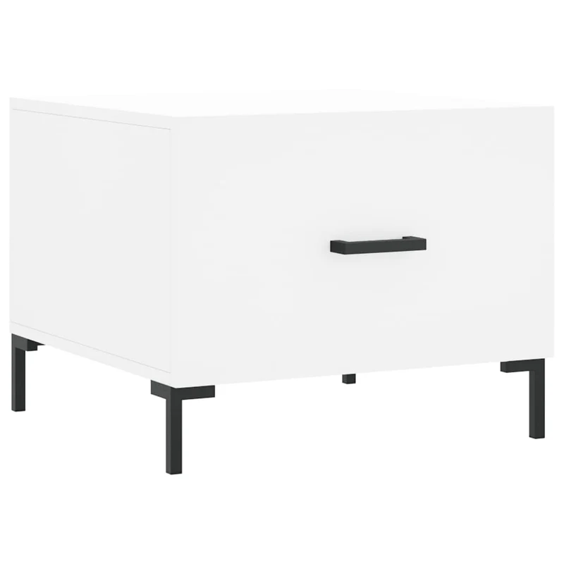 Lot de 2 tables basses d'appoint avec tiroir 50 x 50 x 40 cm bois d'ingénierie blanc et fer DEC040317