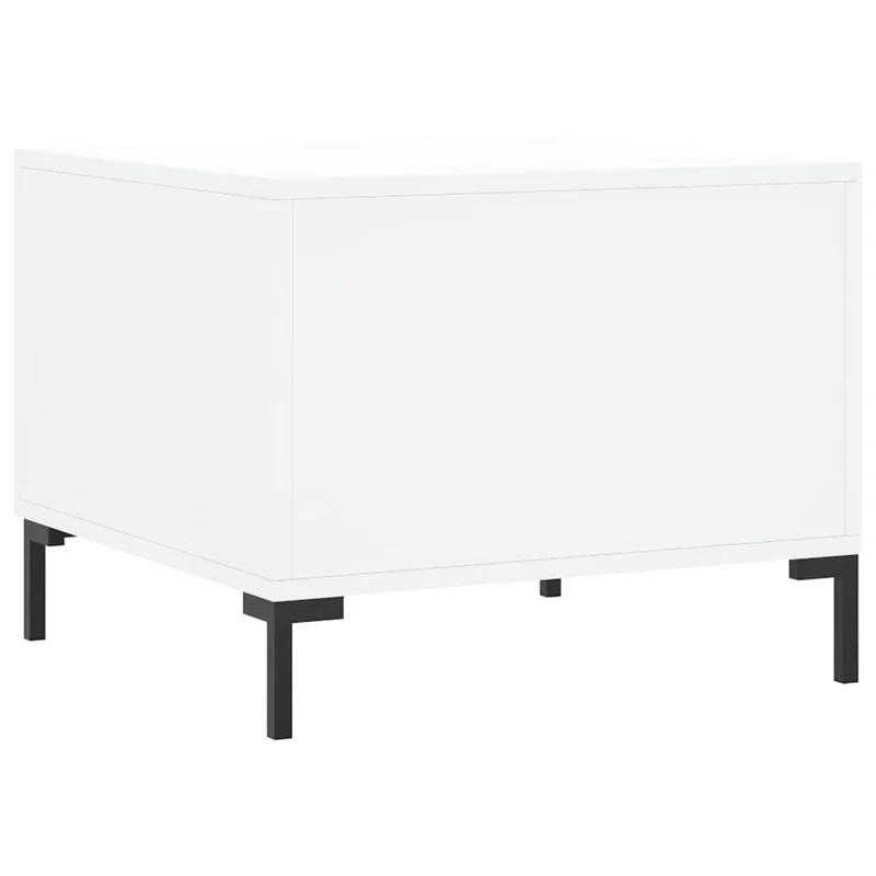 Lot de 2 tables basses d'appoint avec tiroir 50 x 50 x 40 cm bois d'ingénierie blanc et fer DEC040317
