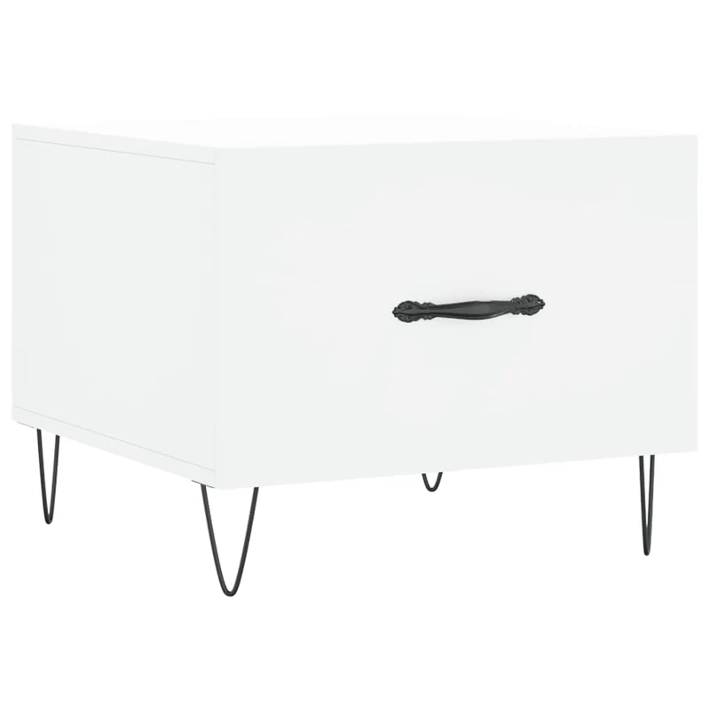 Lot de 2 tables basses d'appoint avec tiroir 50 x 50 x 40 cm bois d'ingénierie blanc et fer DEC040316