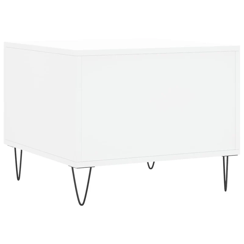 Lot de 2 tables basses d'appoint avec tiroir 50 x 50 x 40 cm bois d'ingénierie blanc et fer DEC040316