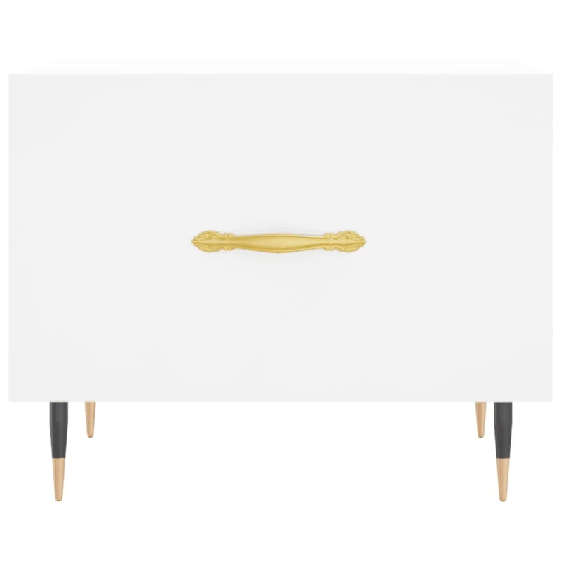 Lot de 2 tables basses appoint avec tiroir 50 x 50 x 40 cm bois d'ingénierie blanc et fer DEC040315