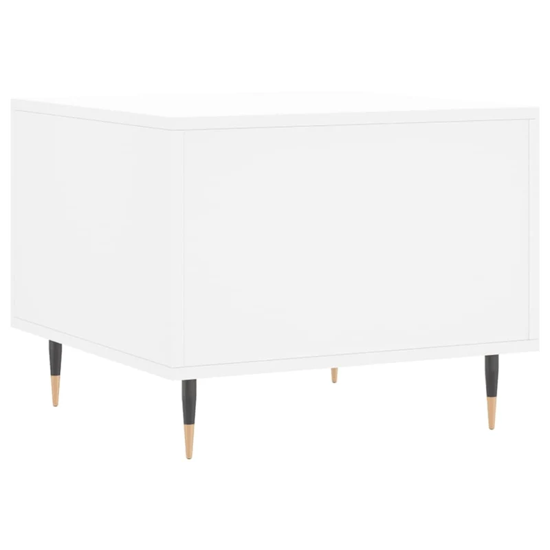 Lot de 2 tables basses appoint avec tiroir 50 x 50 x 40 cm bois d'ingénierie blanc et fer DEC040315