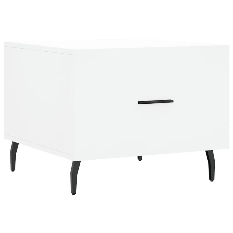Lot de 2 tables basses appoint avec tiroir 50 x 50 x 40 cm bois d'ingénierie blanc et fer DEC040314