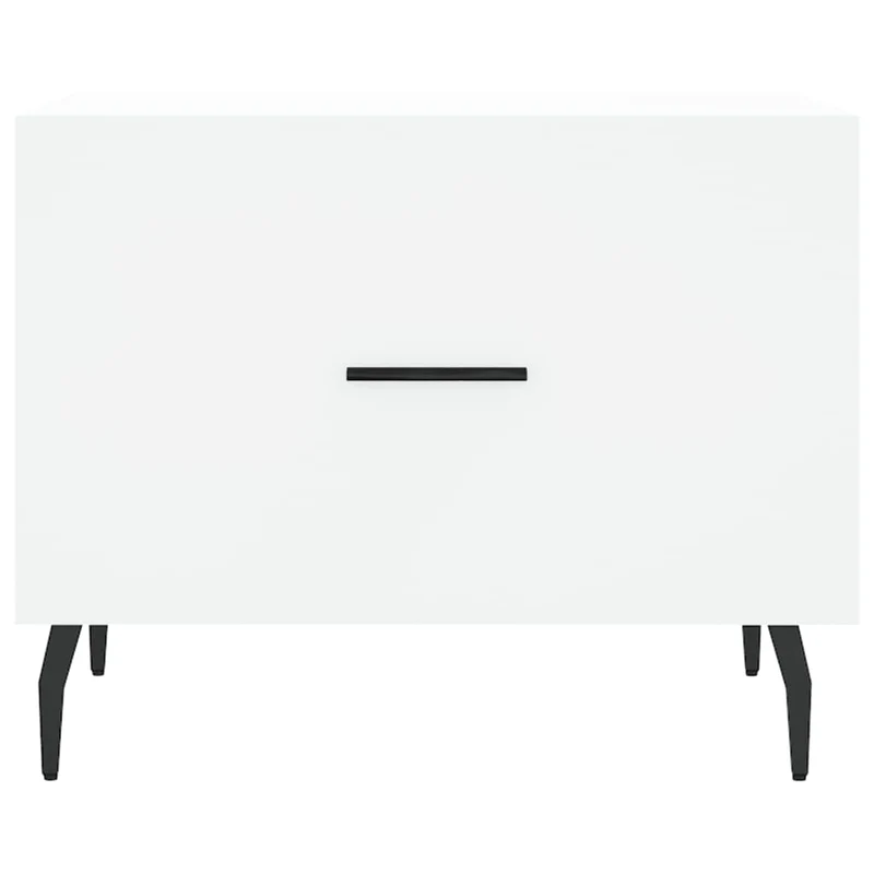 Lot de 2 tables basses appoint avec tiroir 50 x 50 x 40 cm bois d'ingénierie blanc et fer DEC040314