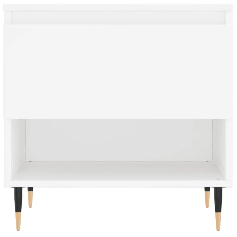 Lot de 2 tables basses d'appoint avec tiroir 50 x 46 x 50 cm bois d'ingénierie blanc et métal DEC040310