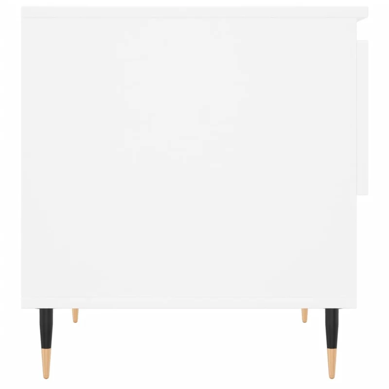 Lot de 2 tables basses d'appoint avec tiroir 50 x 46 x 50 cm bois d'ingénierie blanc et métal DEC040310