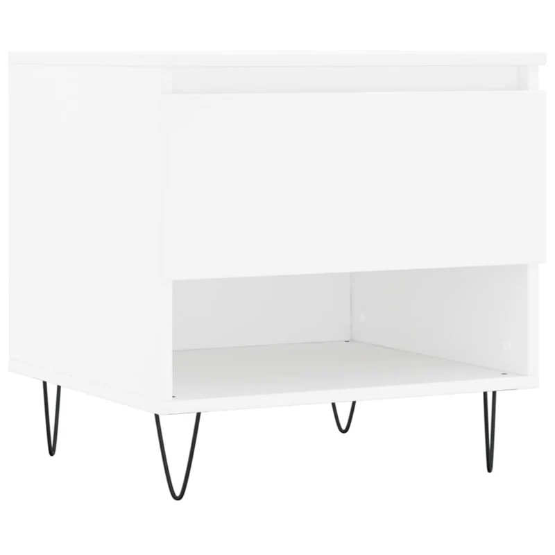 Lot de 2 tables basses d'appoint avec tiroir 50 x 46 x 50 cm bois d'ingénierie blanc et métal DEC040309