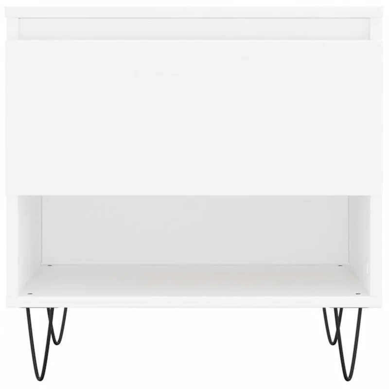 Lot de 2 tables basses d'appoint avec tiroir 50 x 46 x 50 cm bois d'ingénierie blanc et métal DEC040309