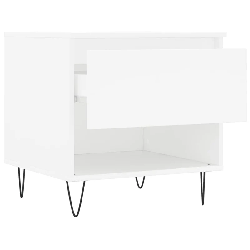 Lot de 2 tables basses d'appoint avec tiroir 50 x 46 x 50 cm bois d'ingénierie blanc et métal DEC040309