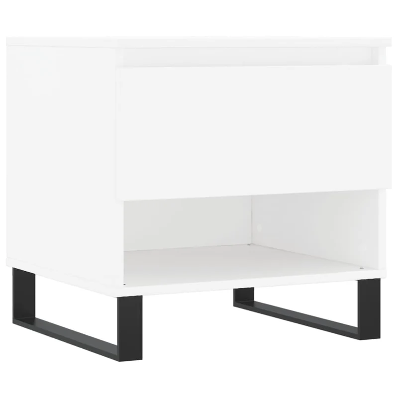Lot de 2 tables basses d'appoint avec tiroir 50 x 46 x 50 cm bois d'ingénierie blanc et métal DEC040308