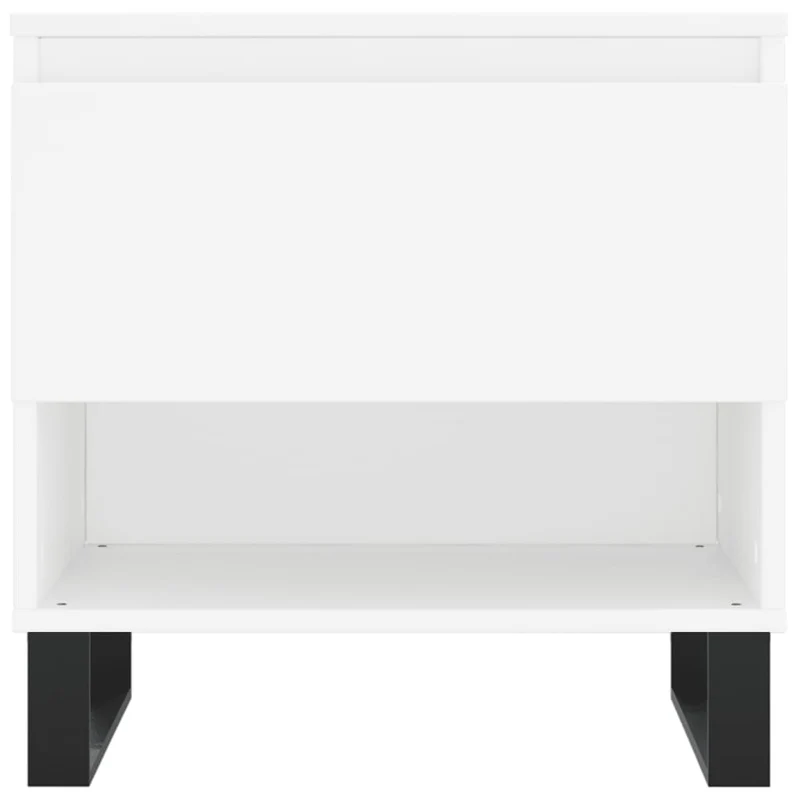 Lot de 2 tables basses d'appoint avec tiroir 50 x 46 x 50 cm bois d'ingénierie blanc et métal DEC040308