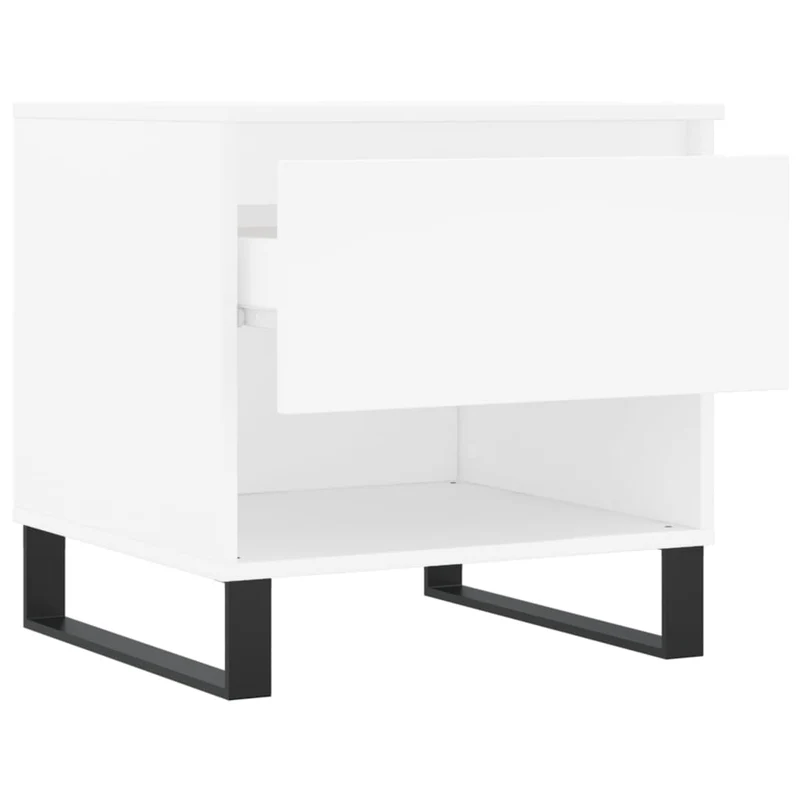 Lot de 2 tables basses d'appoint avec tiroir 50 x 46 x 50 cm bois d'ingénierie blanc et métal DEC040308