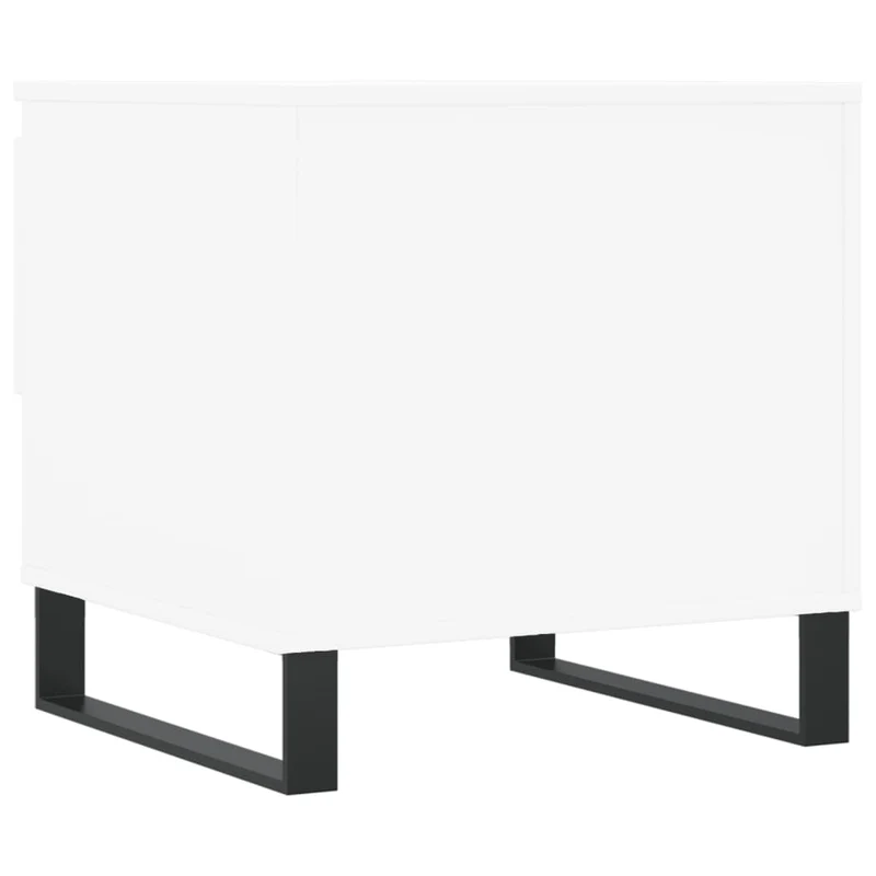 Lot de 2 tables basses d'appoint avec tiroir 50 x 46 x 50 cm bois d'ingénierie blanc et métal DEC040308