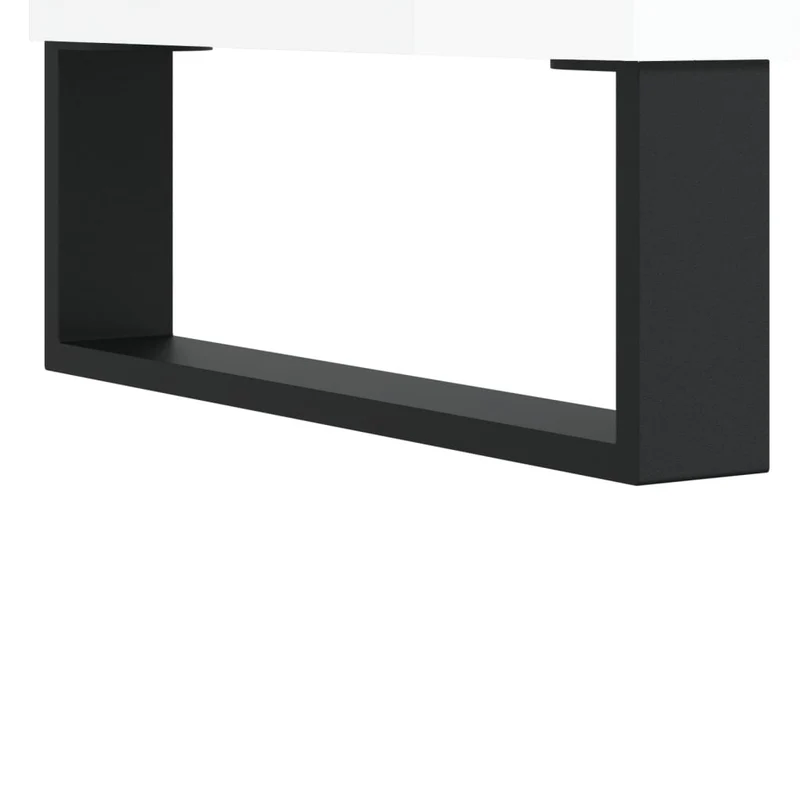 Lot de 2 tables basses d'appoint avec tiroir 50 x 46 x 50 cm bois d'ingénierie blanc et métal DEC040308