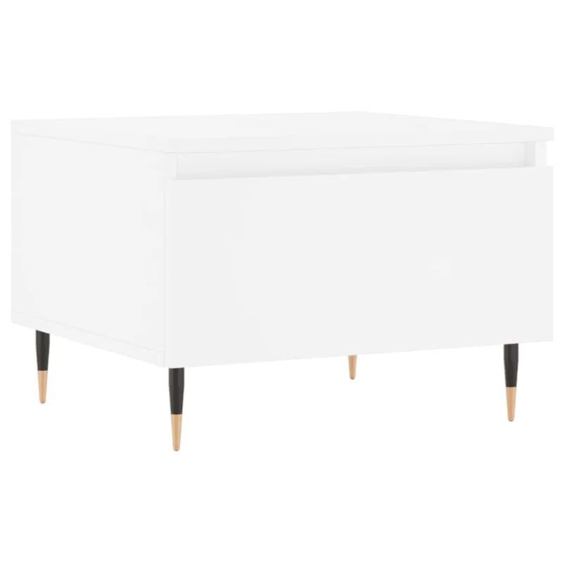 Lot de 2 tables basses d'appoint avec tiroir 50 x 46 x 35 cm bois d'ingénierie blanc et méal DEC040307