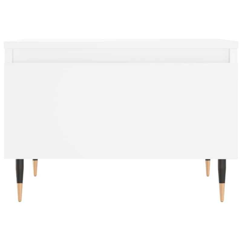 Lot de 2 tables basses d'appoint avec tiroir 50 x 46 x 35 cm bois d'ingénierie blanc et méal DEC040307