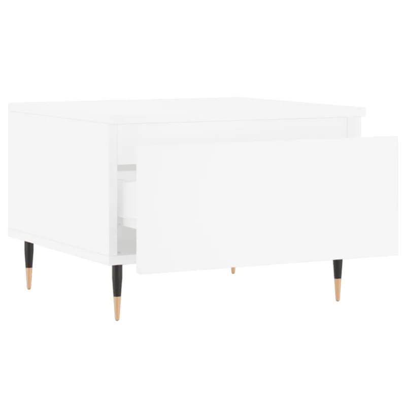 Lot de 2 tables basses d'appoint avec tiroir 50 x 46 x 35 cm bois d'ingénierie blanc et méal DEC040307