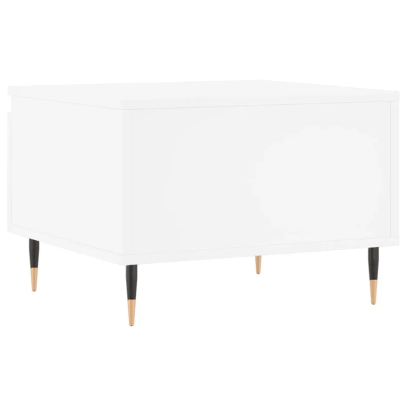 Lot de 2 tables basses d'appoint avec tiroir 50 x 46 x 35 cm bois d'ingénierie blanc et méal DEC040307