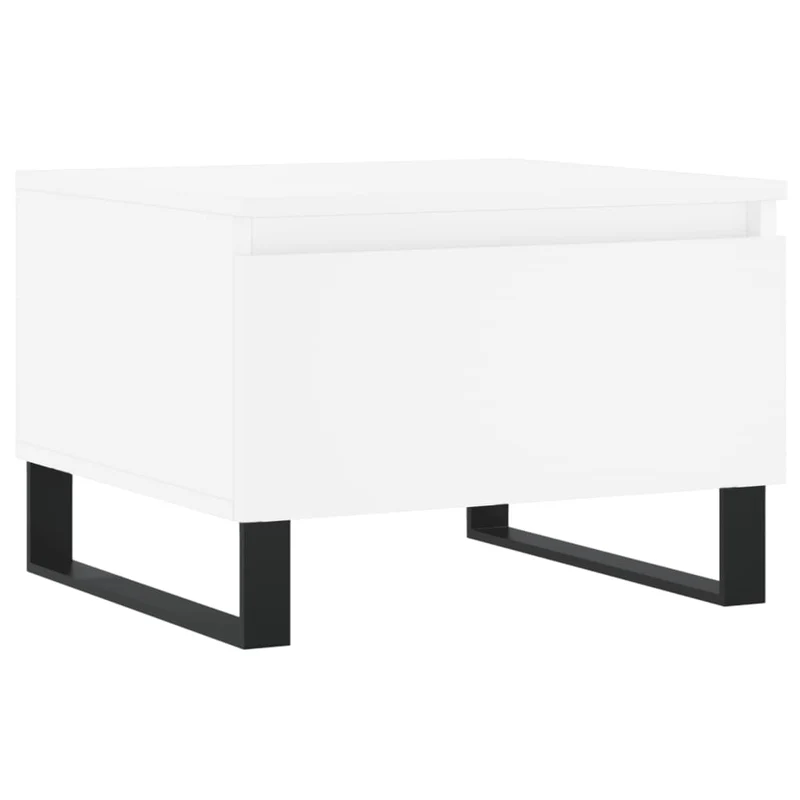 Lo de 2 tables basses d'appoint avec tiroir 50 x 46 x 35 cm bois d'ingénierie blanc et métal DEC040306
