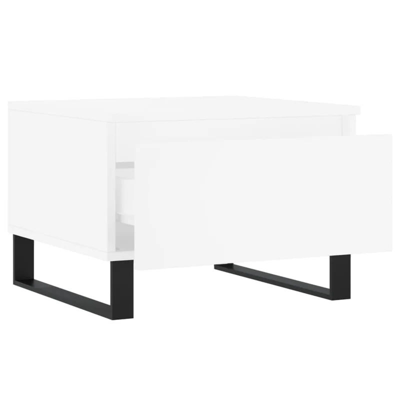 Lo de 2 tables basses d'appoint avec tiroir 50 x 46 x 35 cm bois d'ingénierie blanc et métal DEC040306