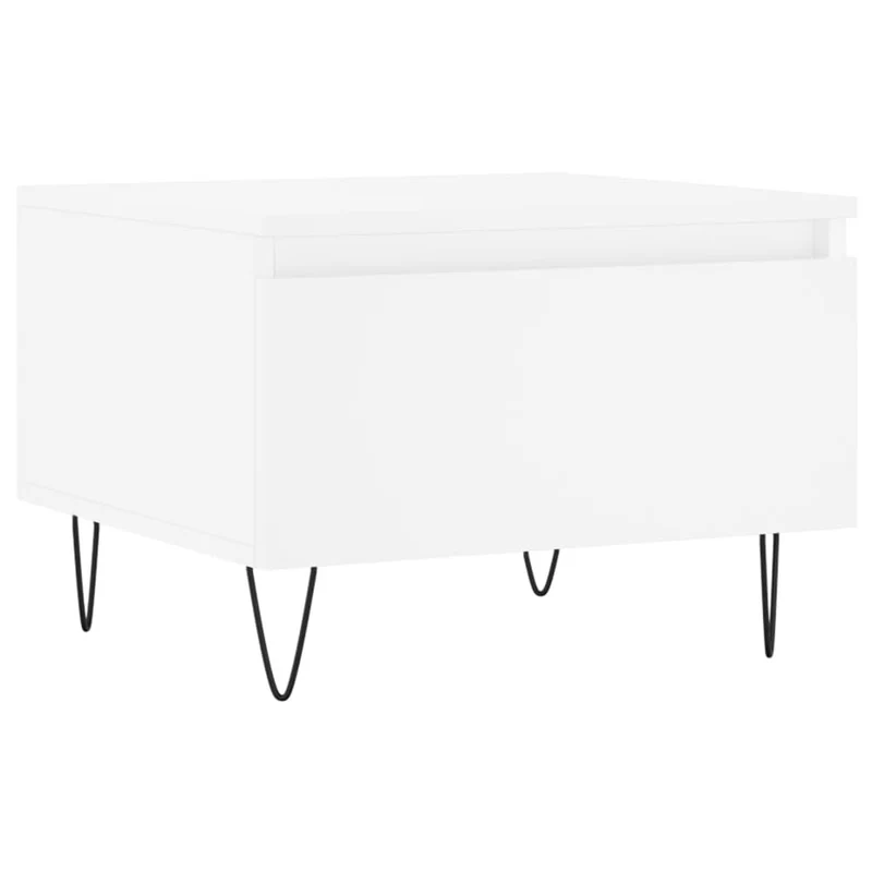 Lot de 2 tables basses d'appoint avec tiroir 50 x 46 x 35 cm bois d'ingénierie blanc et métal DEC040305