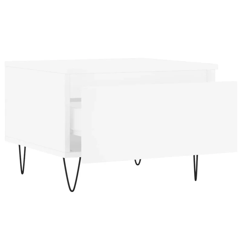 Lot de 2 tables basses d'appoint avec tiroir 50 x 46 x 35 cm bois d'ingénierie blanc et métal DEC040305