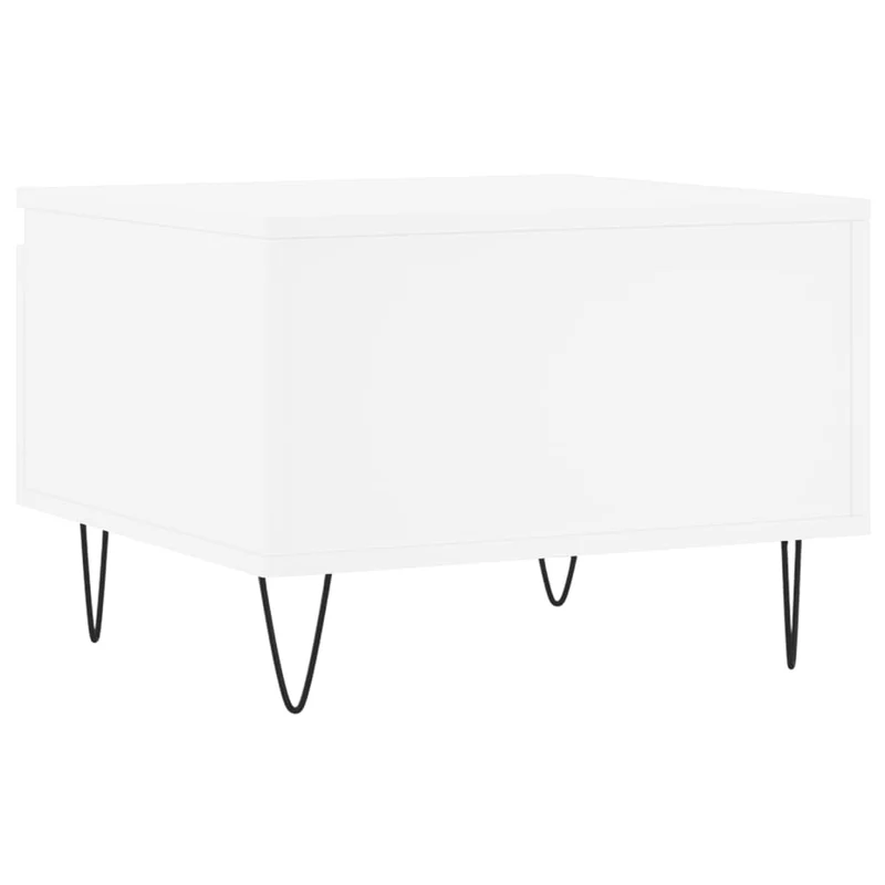 Lot de 2 tables basses d'appoint avec tiroir 50 x 46 x 35 cm bois d'ingénierie blanc et métal DEC040305