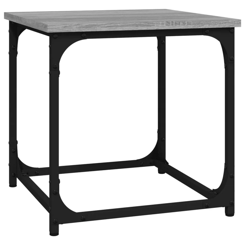 Table d'appoint style industriel 40 x 40 x 40 cm bois d'ingénierie gris et acier DEC040302