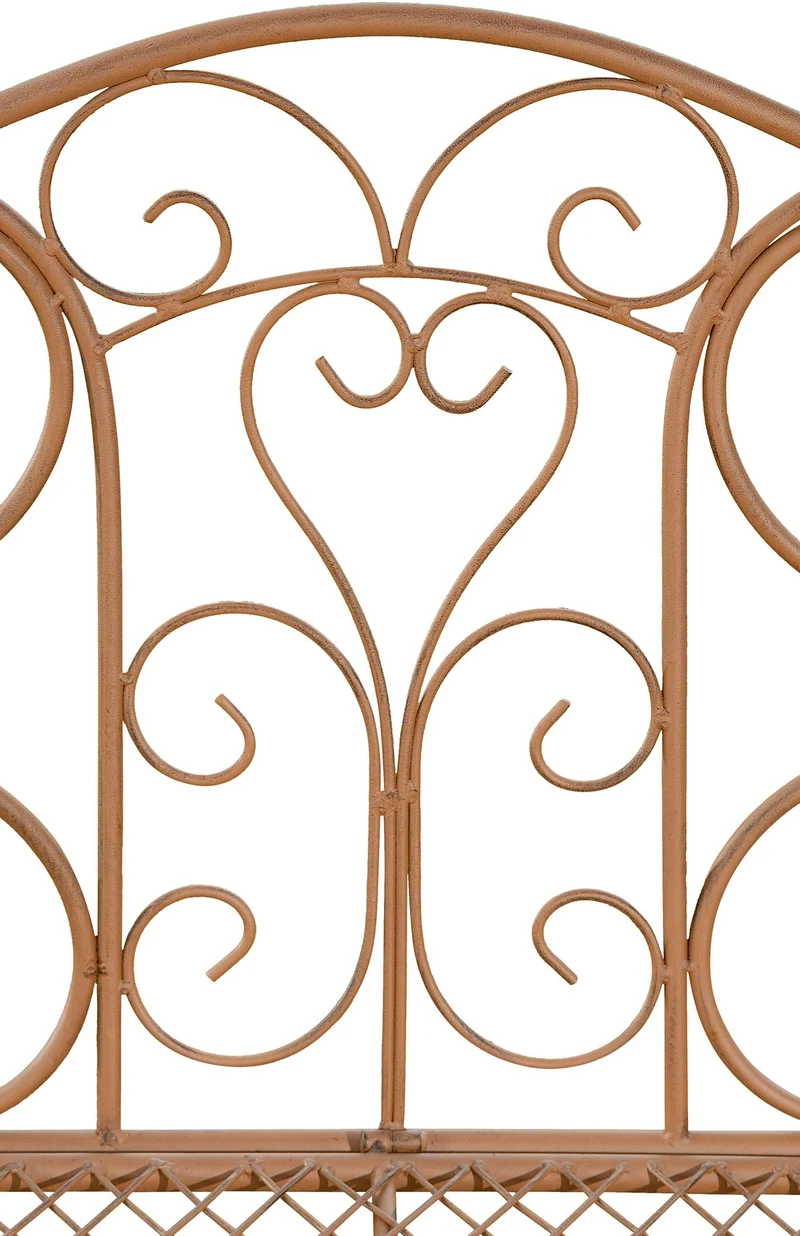 Banc de jardin avec accoudoirs design rustique largeur 113 cm en métal marron vieilli 10_0002943