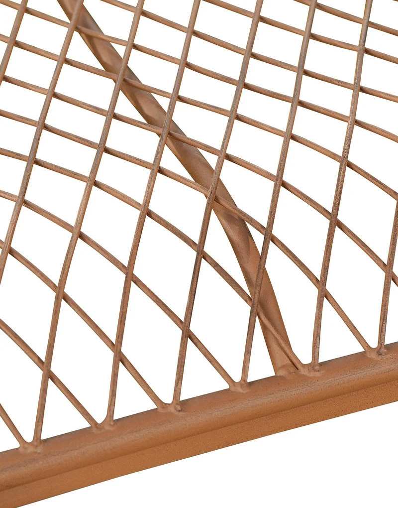 Banc de jardin avec accoudoirs design rustique largeur 113 cm en métal marron vieilli 10_0002943