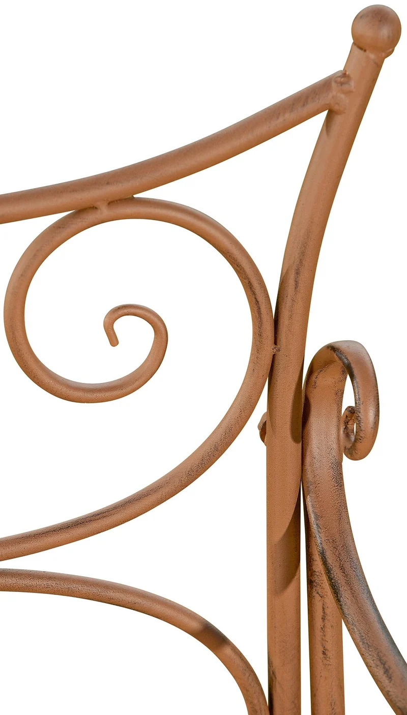 Banc de jardin avec accoudoirs design rustique largeur 113 cm en métal marron vieilli 10_0002943