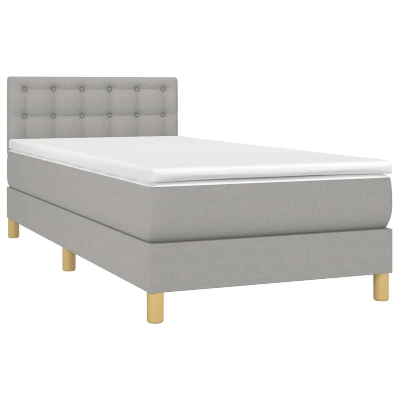 Cadre de lit LED avec sommier tête de lit matelas 90x190cm tissu gris clair TDL0209468