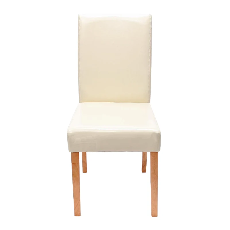 Chaise de salle à manger cuisine en cuir crème pieds en bois clair style moderne 04_0002331