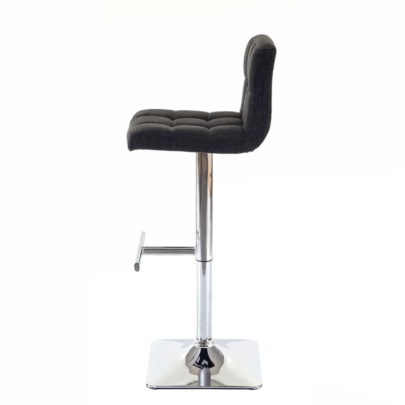 Lot de 2 tabourets de bar chaises hautes rotatif avec dossier en tissu / textile gris foncé piètement chromé 04_0000163