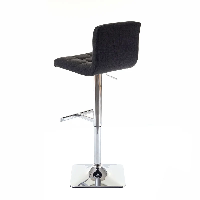 Lot de 2 tabourets de bar chaises hautes rotatif avec dossier en tissu / textile gris foncé piètement chromé 04_0000163
