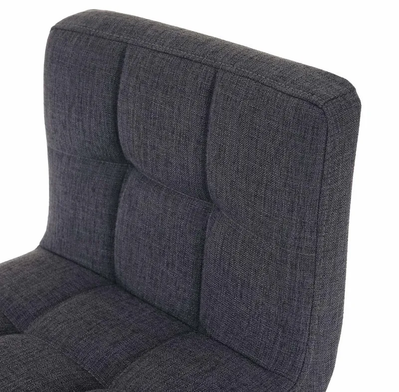 Lot de 2 tabourets de bar chaises hautes rotatif avec dossier en tissu / textile gris foncé piètement chromé 04_0000163